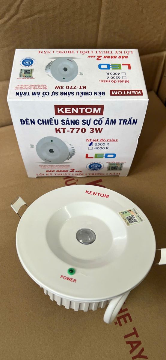 ĐÈN CHIẾU SÁNG SỰ CỐ ÂM TRẦN KENTOM 3W KT770